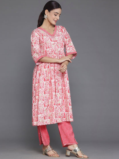 Women Printed Empire Kurta with Trousers & With Dupatta