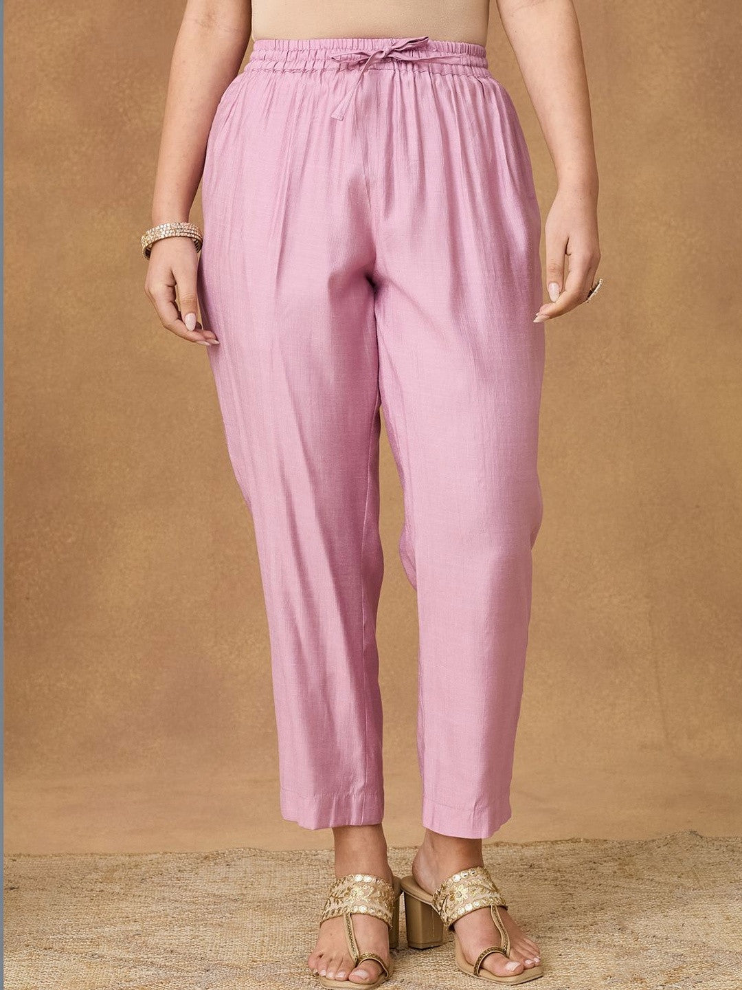 Embroidered Round Neck Kurta & Trousers With Dupatta