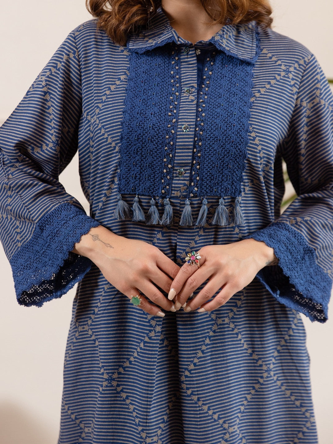 Geometric Printed Straight Kurta with Harem Pants