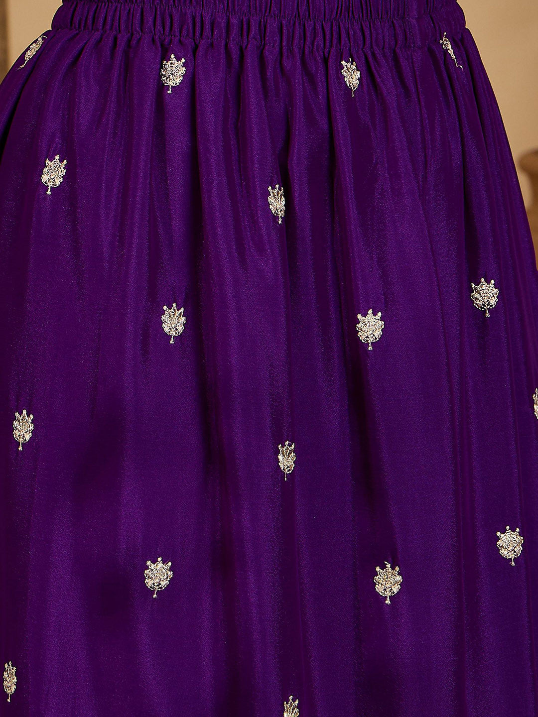 Ethnic Motifs Embroidered Gotta Patti Straight Kurta & Palazzos With Dupatta