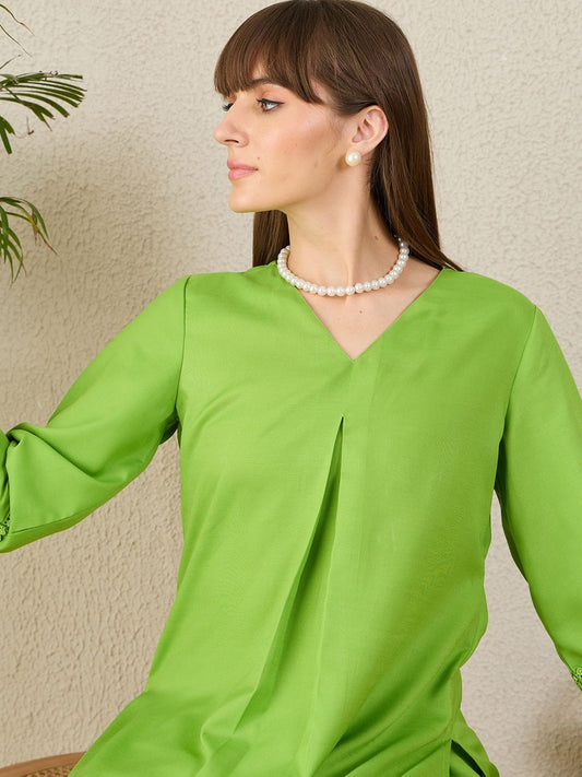Dhiyona IE V-Neck A-Line Tunic With Trousers