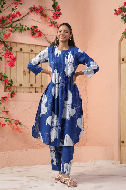 Harshini Mayablue Floral Printed Co-ord Set