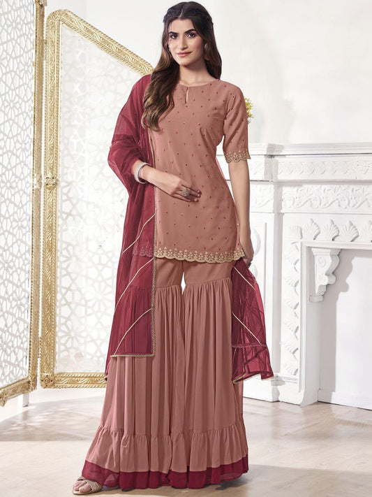 Dhiyona IN Women Ethnic Motifs Sequined Embroidered Kurta Set with Dupatta