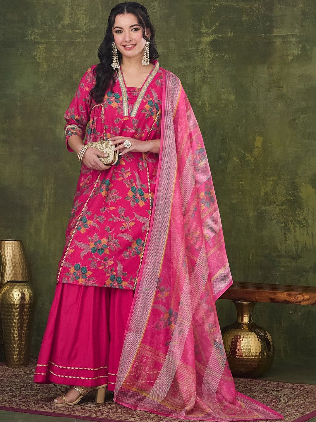 Dhiyona SN Printed Round Neck Kurta Sets