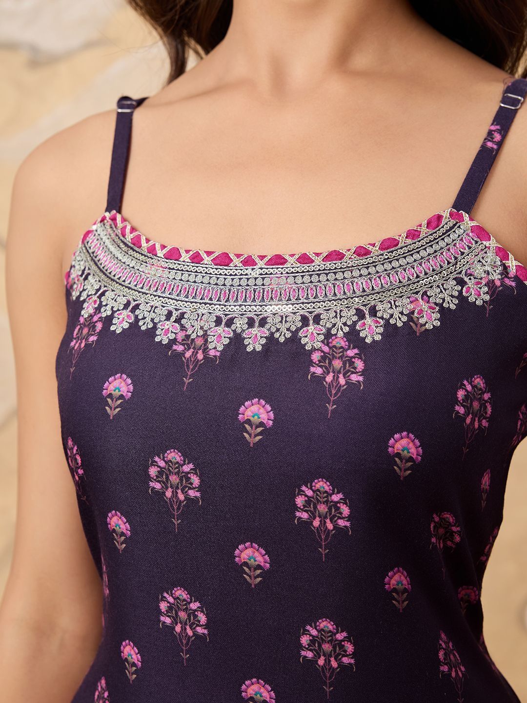Dhiyona HOP Floral Printed Sleeveless Kurta with Sharara With Dupatta
