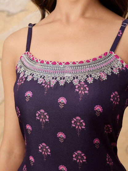 Dhiyona HOP Floral Printed Sleeveless Kurta with Sharara With Dupatta