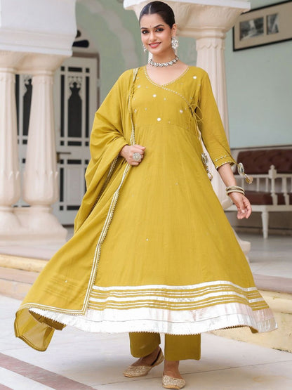 Dhiyona RR Women's Floral Pure Cotton Kurta with Trousers & With Dupatta