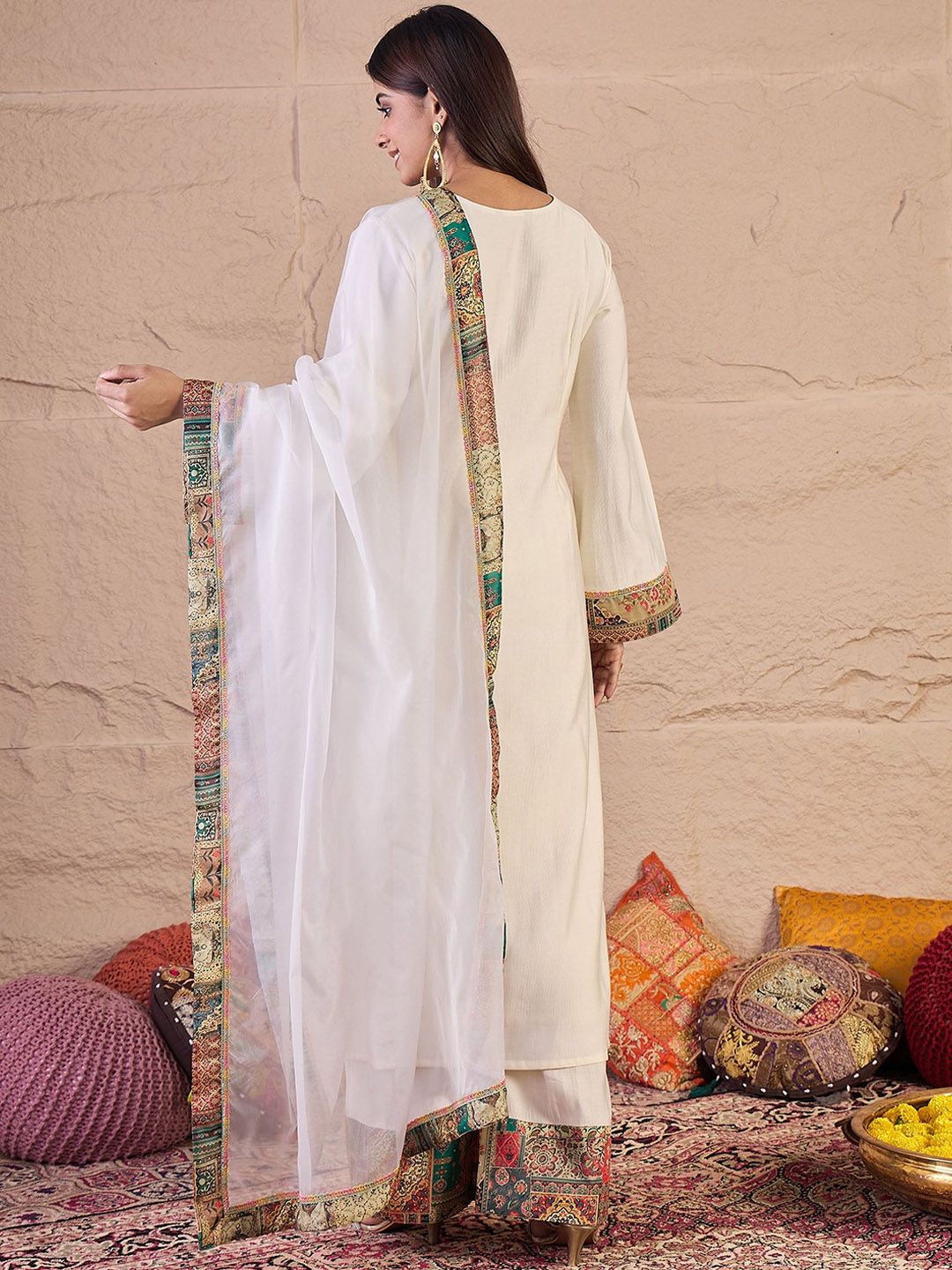 Dhiyona IN Women Ethnic Motifs Printed Kurta with Palazzo & Dupatta