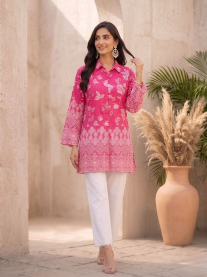 Shloka Rose Schiffli Cotton Co-ord Set