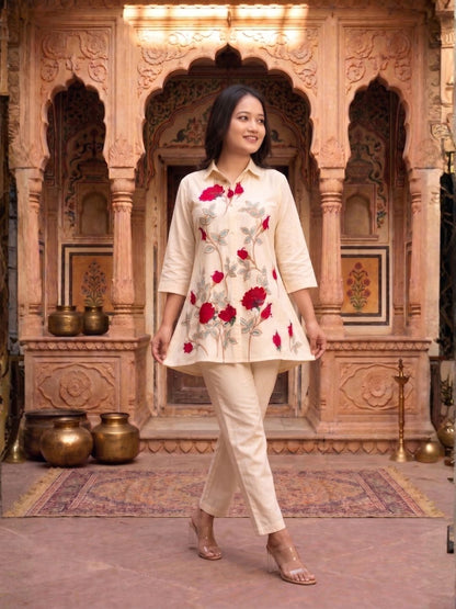 SNEHA ANGEL EMBROIDERED COTTON CO-ORD SET