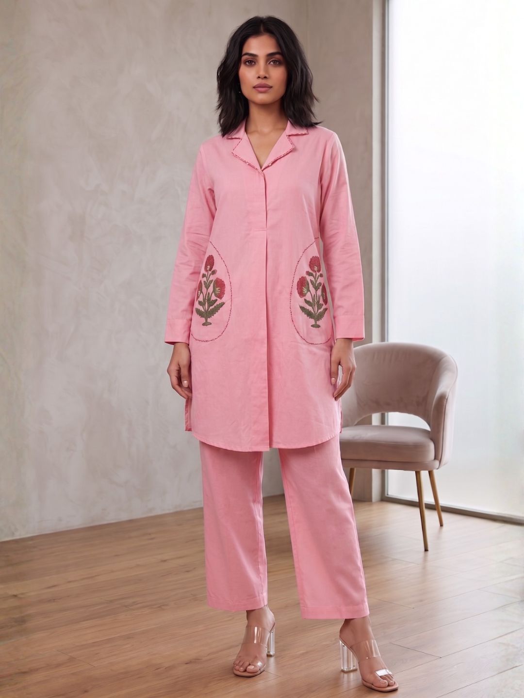 Sarvo softpink cotton co-ord set