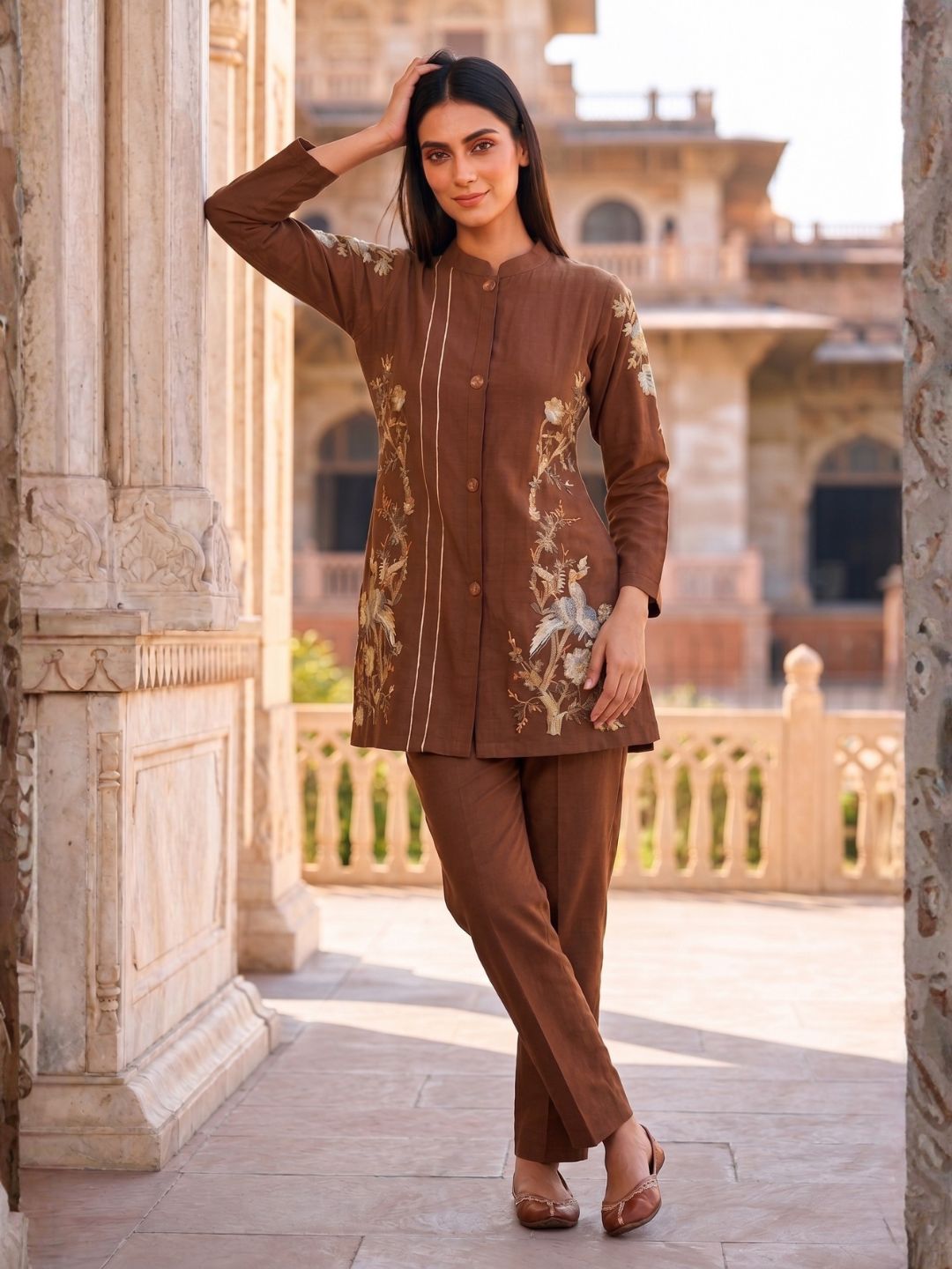 Gaur Tuscan cotton embroidery co-ord set