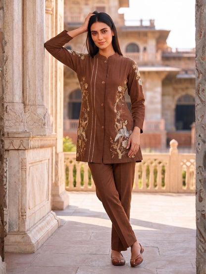 Gaur Tuscan cotton embroidery co-ord set
