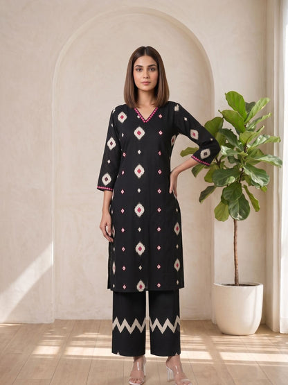 ARANYA ONYX IKAT PRINT COTTON SUIT SET