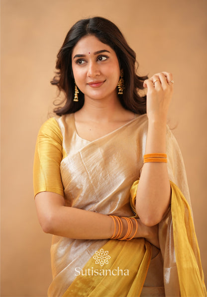 Dhiyona SS Regal Split Elegance Handloom Tissue Cotton Saree
