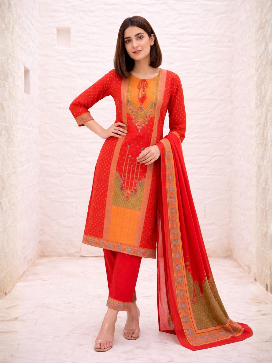Shanti Crimson Work Suit Set