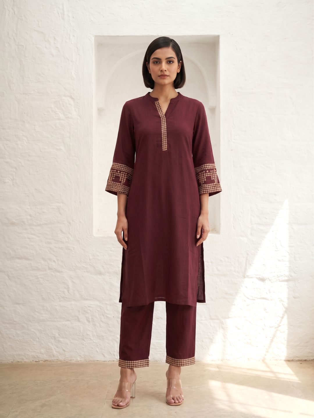 Tina Choco Embroidered Co-ord Set