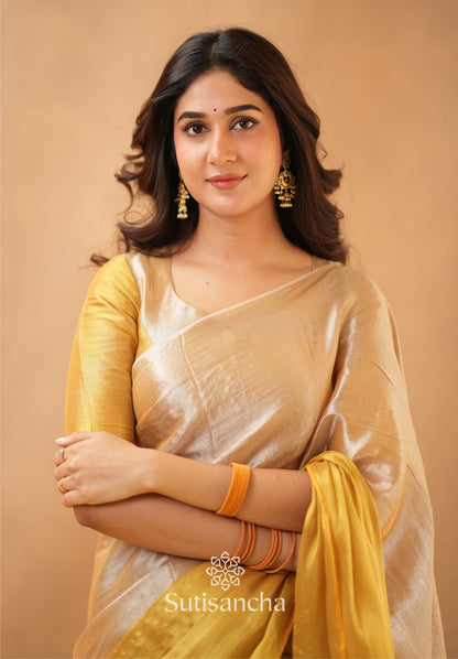 Dhiyona SS Regal Split Elegance Handloom Tissue Cotton Saree