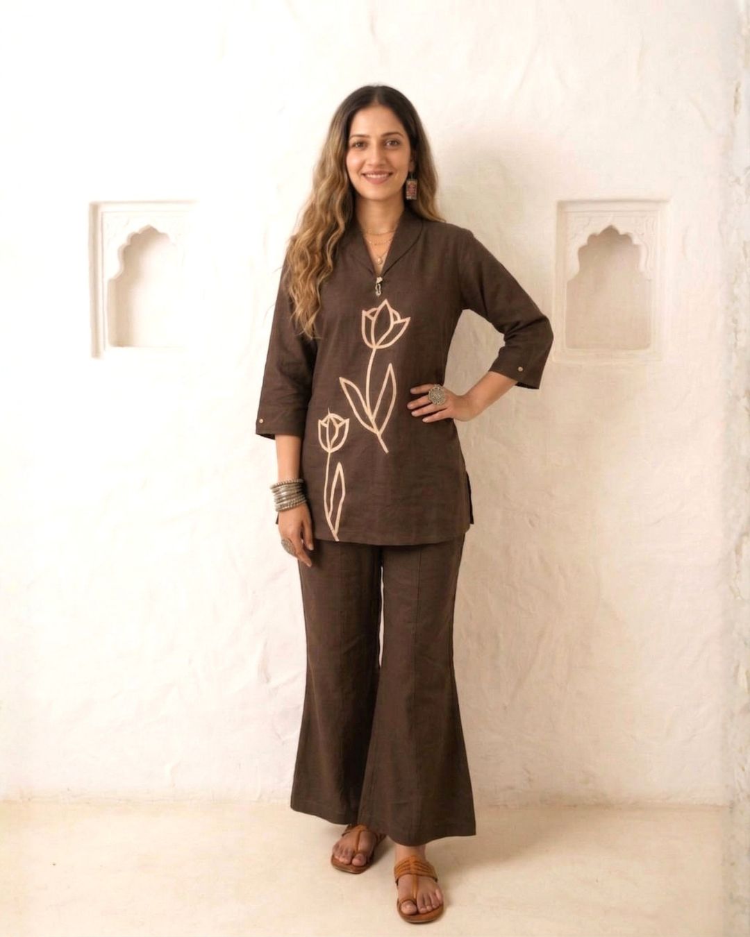 Sargi Earthwood embroidery cotton co-ord set