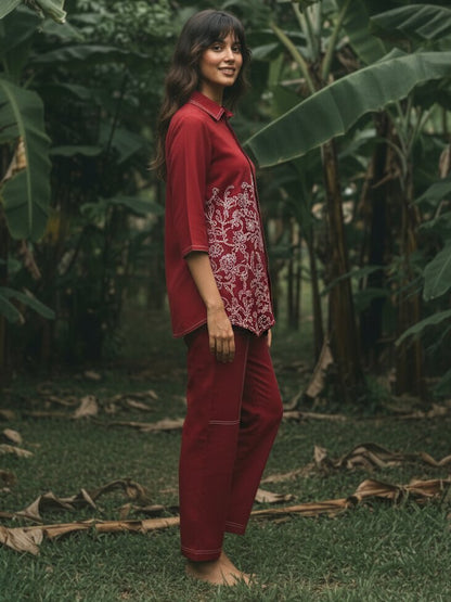 Ivanka brick cotton embroidery co-ord set