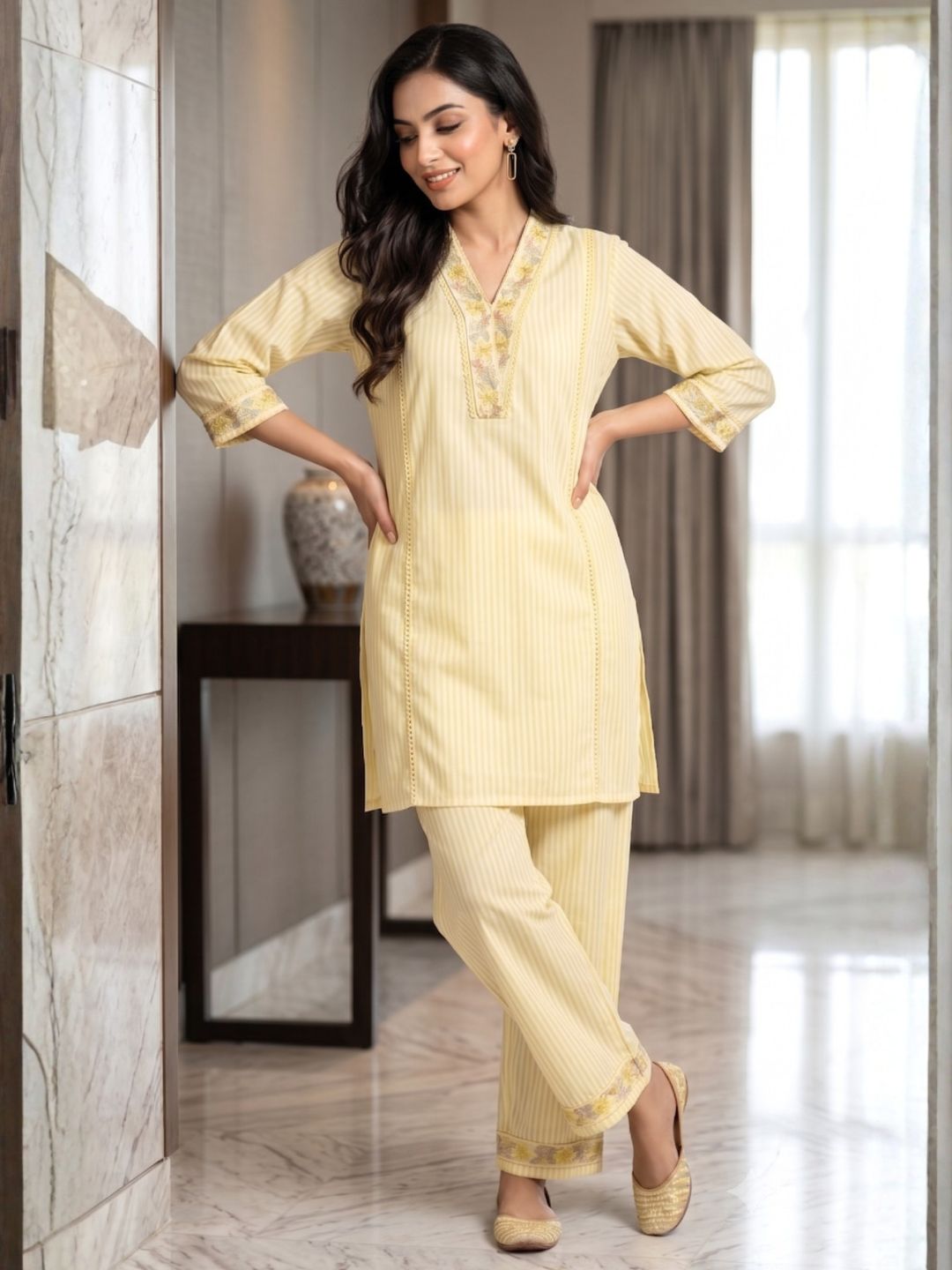 ITI DAFFODIL COTTON KURTA PANT SET