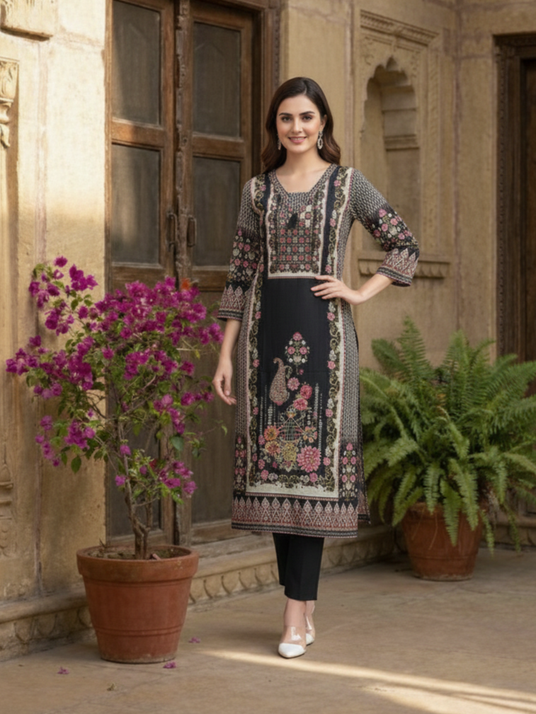 Reet Coal Printed Suit Set