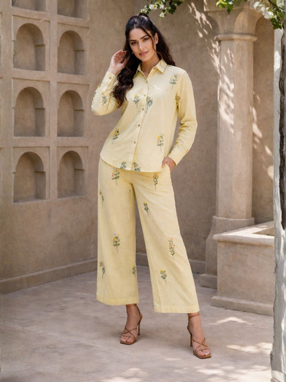 Molly Lime embroidery cotton co-ord set