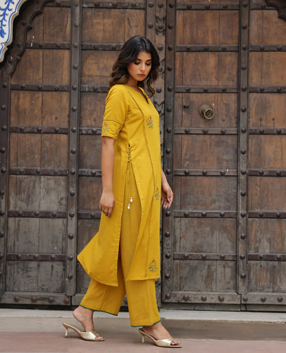 Vani Mustard Mul Cotton Kurta Set