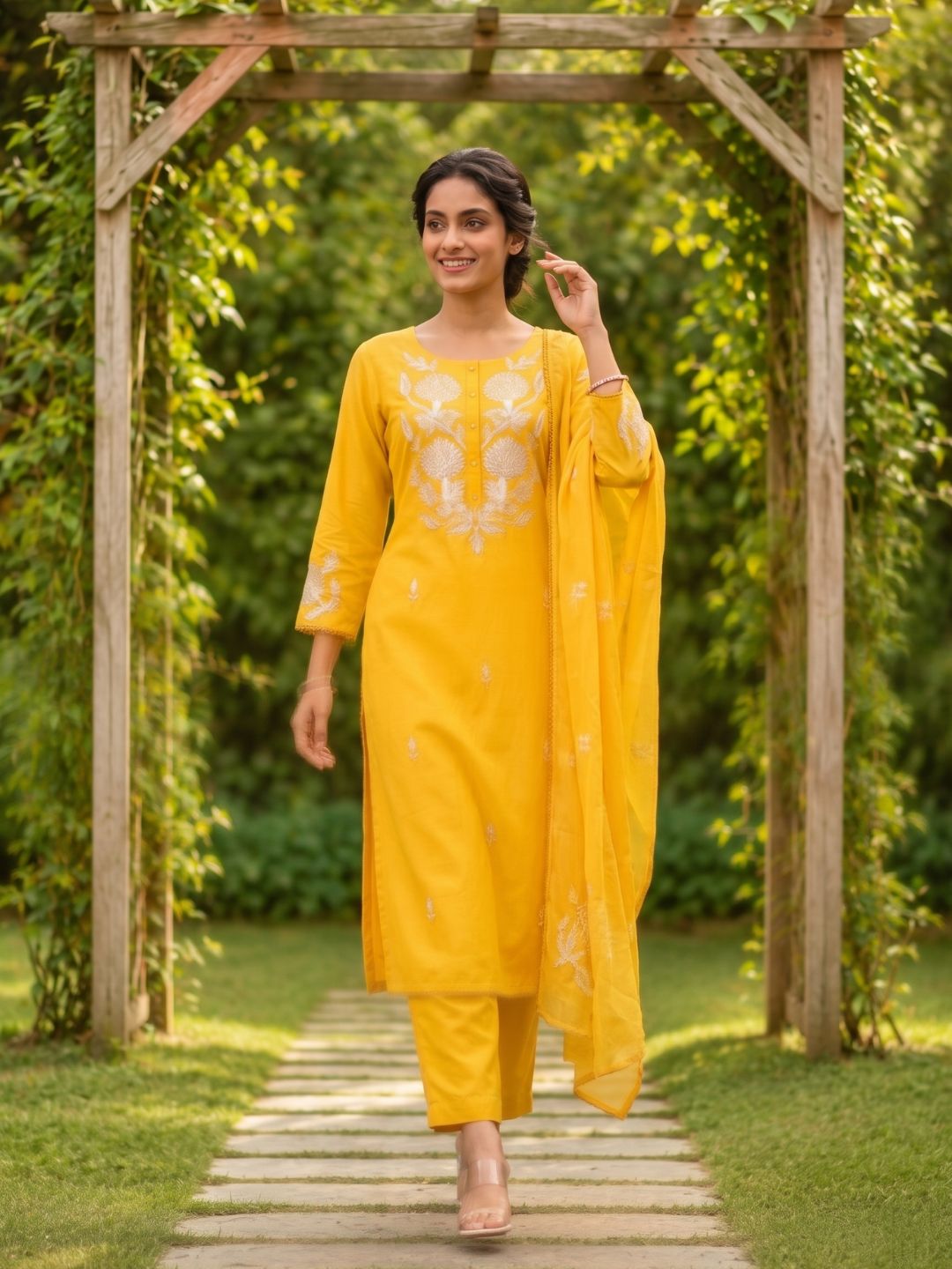 Nadira honey embroided Lawn suit set