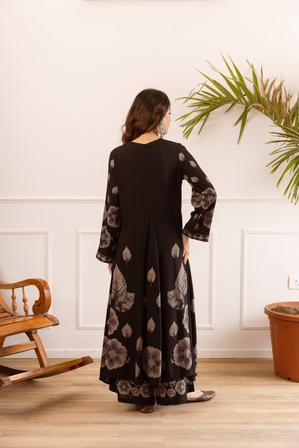 Karen coal printed cotton kurta pant set