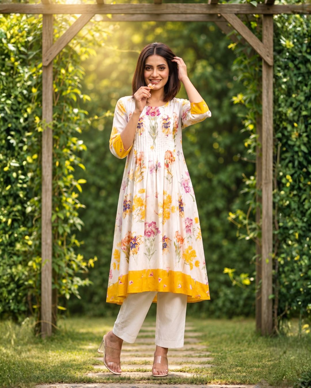 Hemal Amber Floral Cotton Kurta Pant Set