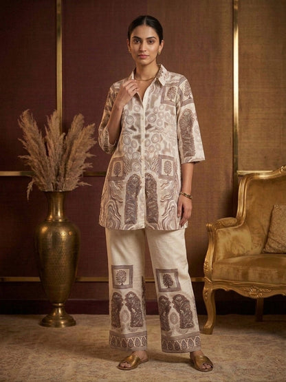 Akshara tan printed co-ord set
