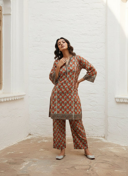 Swades brink printed suit set