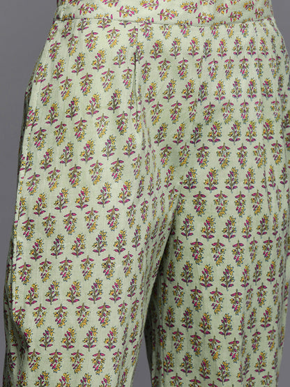 Dhiyona VR Women's Floral Printed Embroidered Kurta With Straight Pant And Chiffon Dupatta