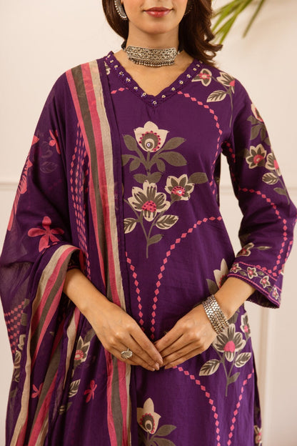 Karen amethyst cotton suit set