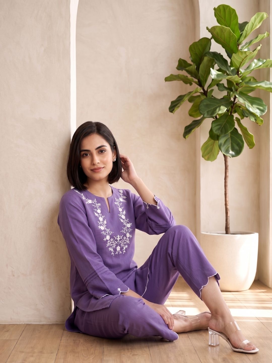 Tushki Carnation Cotton Kurta Pant Set