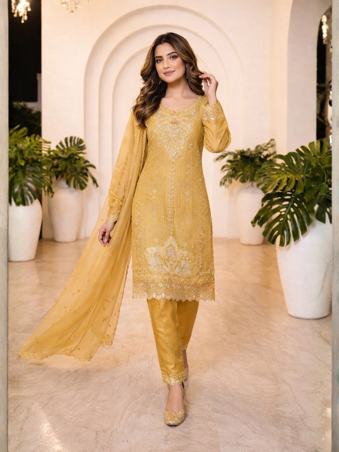 Mayuri Turmeric Full Work Suit Set