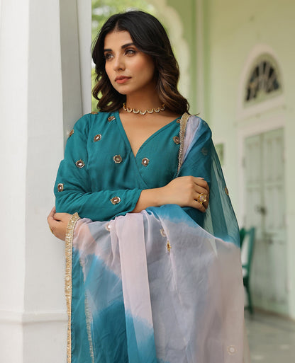 Moti Teal Green Georgette Suit Set