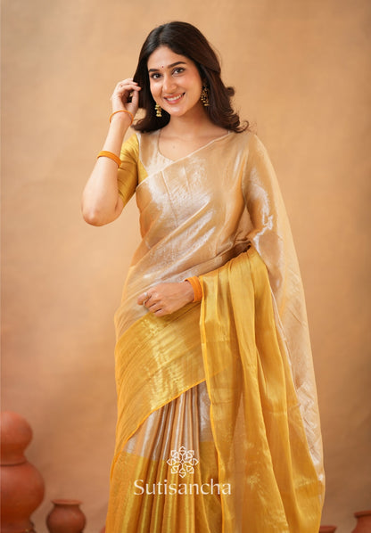 Dhiyona SS Regal Split Elegance Handloom Tissue Cotton Saree