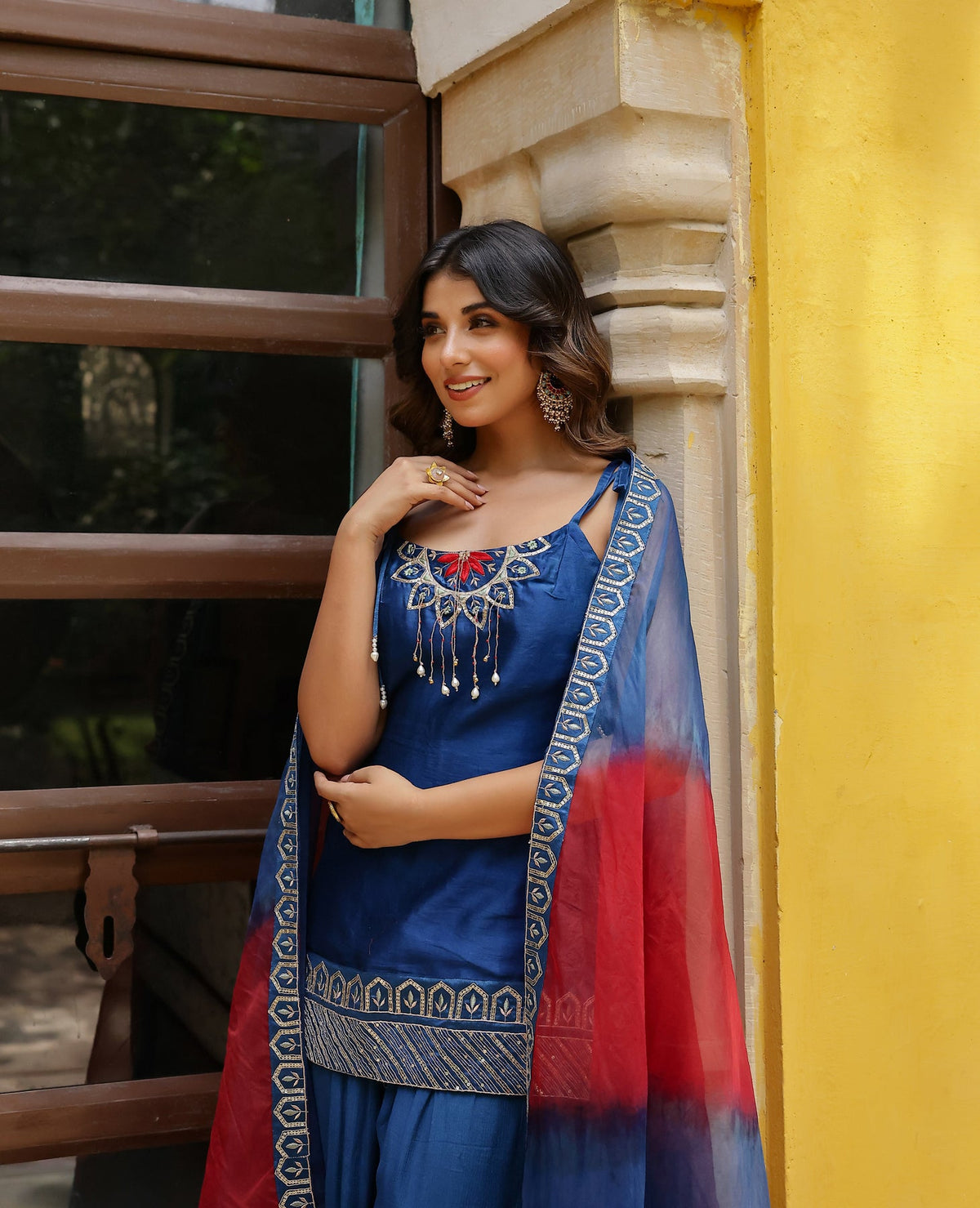 Aaria Blue Chanderi Suit Set