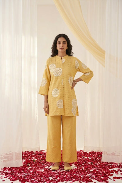 Swades canary schiffli Cotton co-ord set