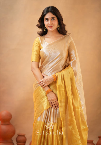 Dhiyona SS Regal Split Elegance Handloom Tissue Cotton Saree