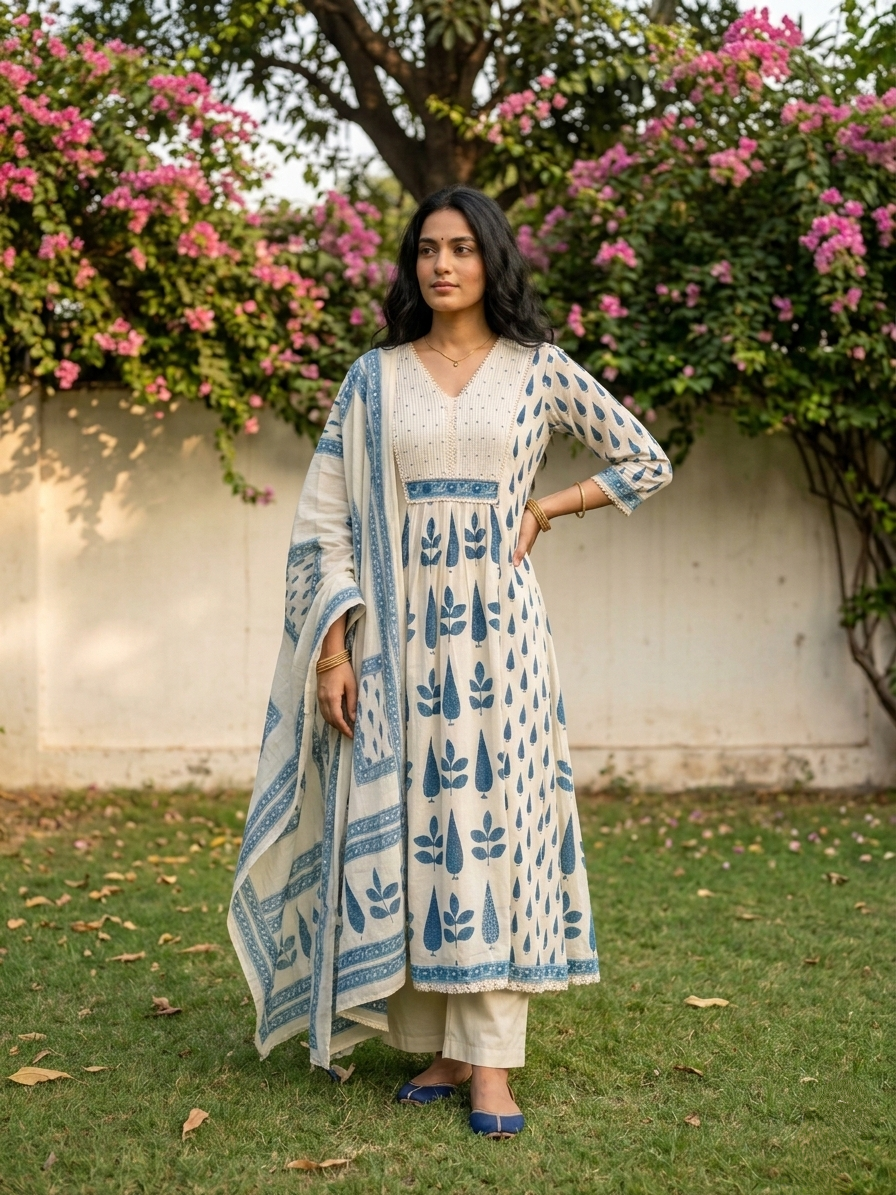 Swades parch cotton suit set