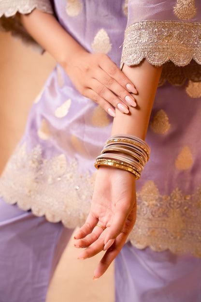 Isvan Tissue Embroidered Lavender  Suit Set