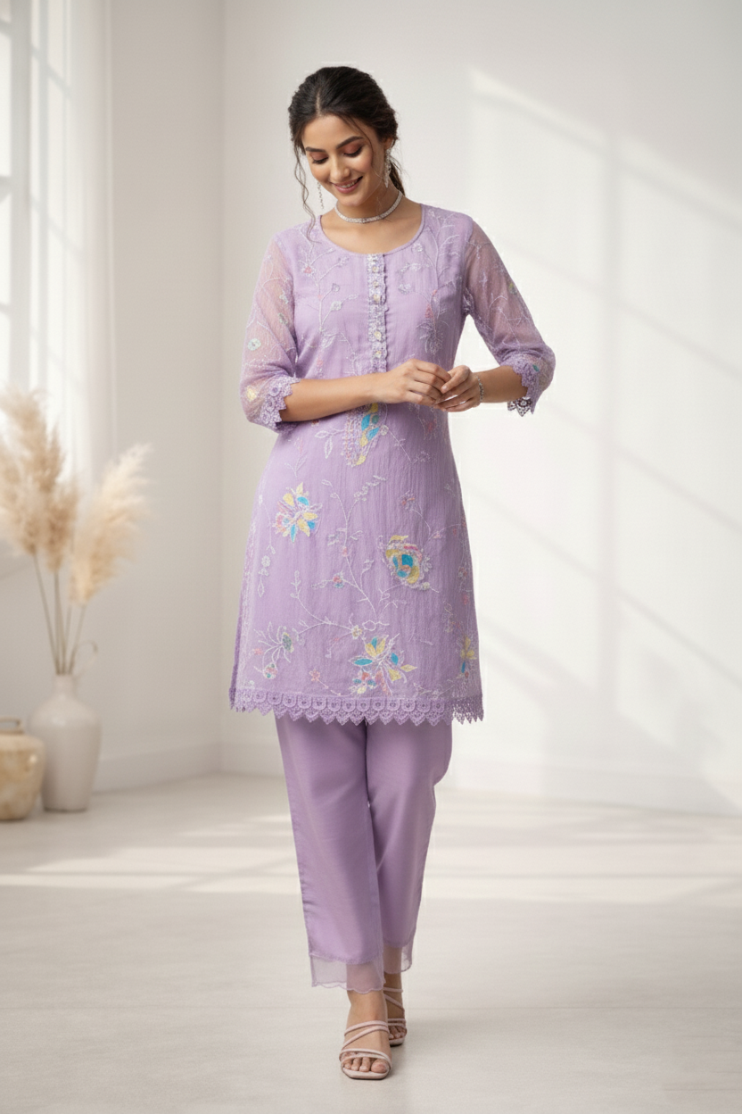Anumeha lavender work co-ord set