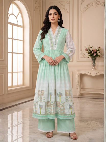 Tridhara Minty Cotton Suit Set