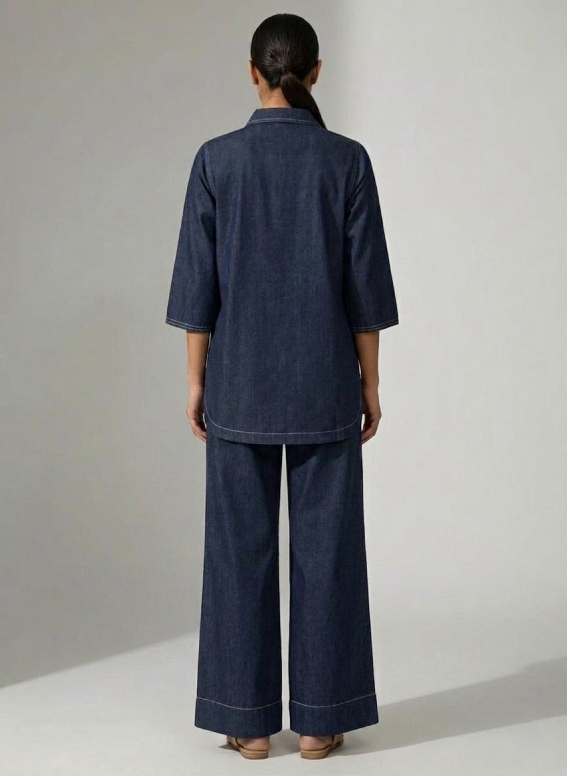 Prisha sapphire embroidery denim co-ord set