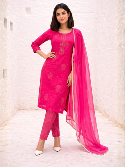 Shanti Raspberry Work Suit Set