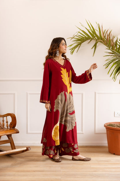 Karen garnet printed cotton kurta pant set