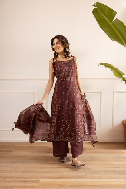 Karen sepia cotton suit set